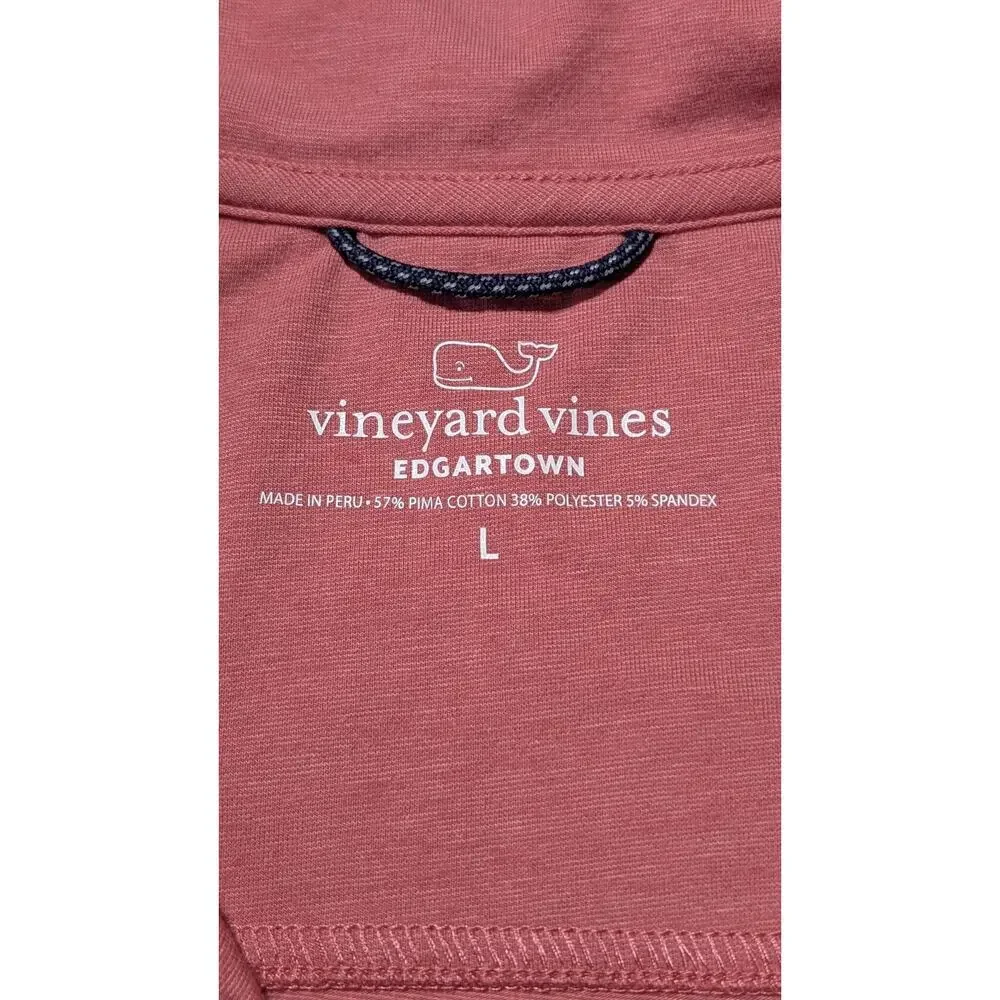 Vineyard Vines Edgartown 1/4 Zip Pullover Men's Size L Coral Pima Cotton Blend - Picture 6 of 11